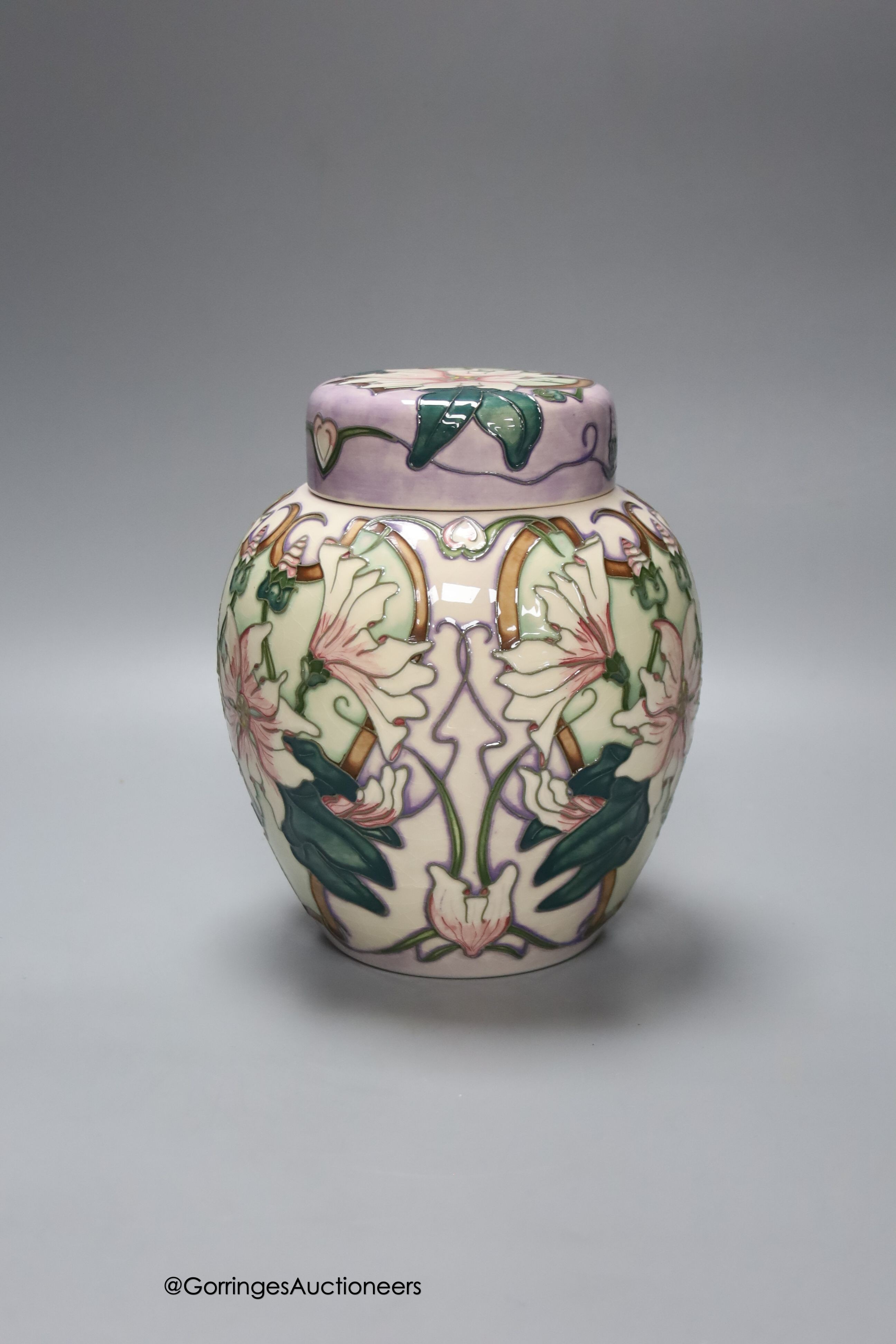 A Moorcroft floral ginger jar, Moorcroft Collectors Club 2017, signed by Nicola Slaney, height 20cm